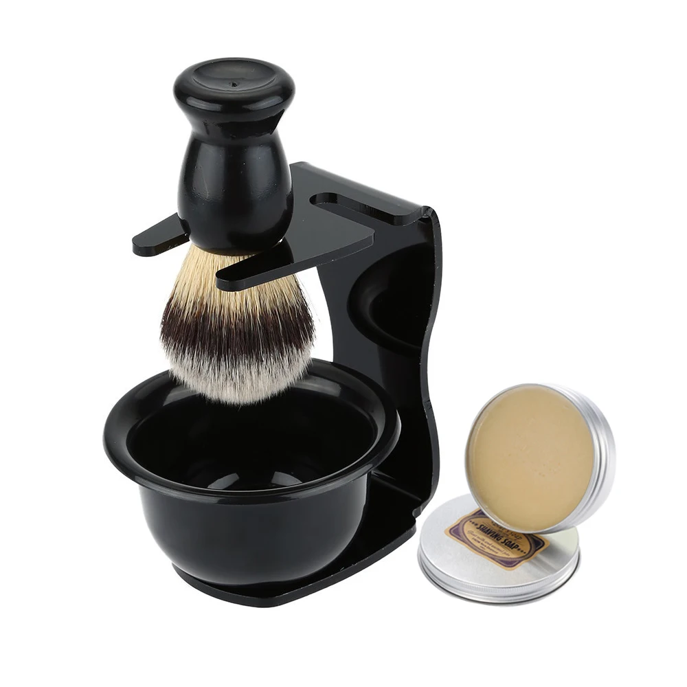 

Men shaving Brush kit Badger Hair Shaving Brush with Solid Wood Handle with Goat Milk Shaving Soap Bowl Acrylic Shaving Stand