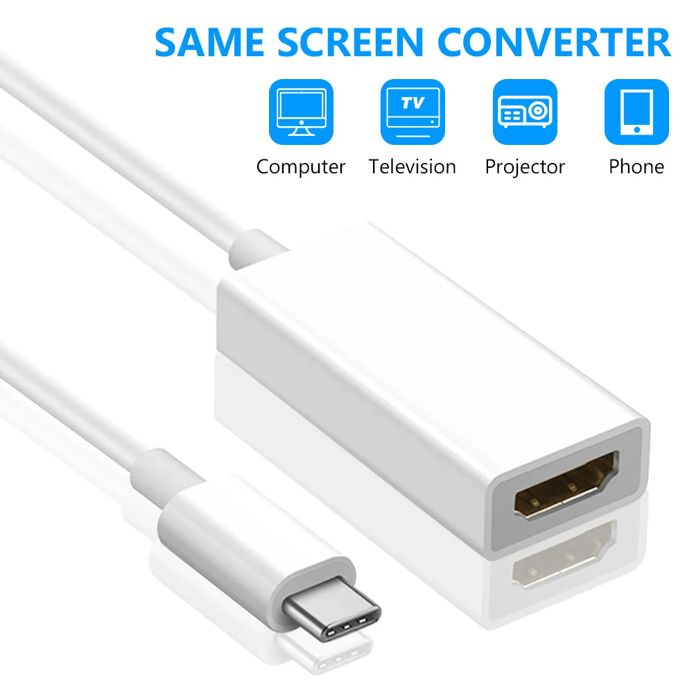 

Type C To HDMI Cable Adapter USB 3.1 10Gbps 4K 30Hz USB-C Port For MacBook Samsung Galaxy S10 TV Macbook Air Pro HDMI-enabled
