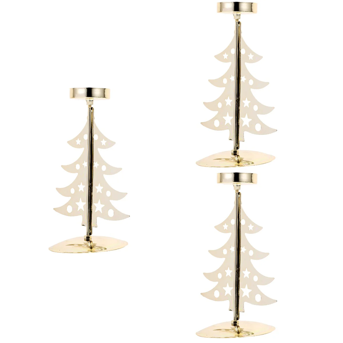

Set 3 Desk Christmas Candlestick Holders Home Decorations Xmas Stand Tea Light Vintage Desktop Metal Simple Tabletop For
