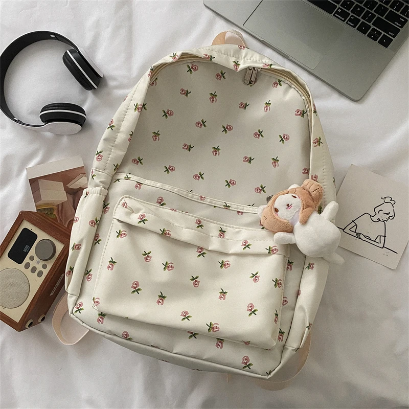 

Tulip Print Schoolbag Girl New 2023 Spring Korean Version of Ins Literary and Artistic Freshness Students Backpack