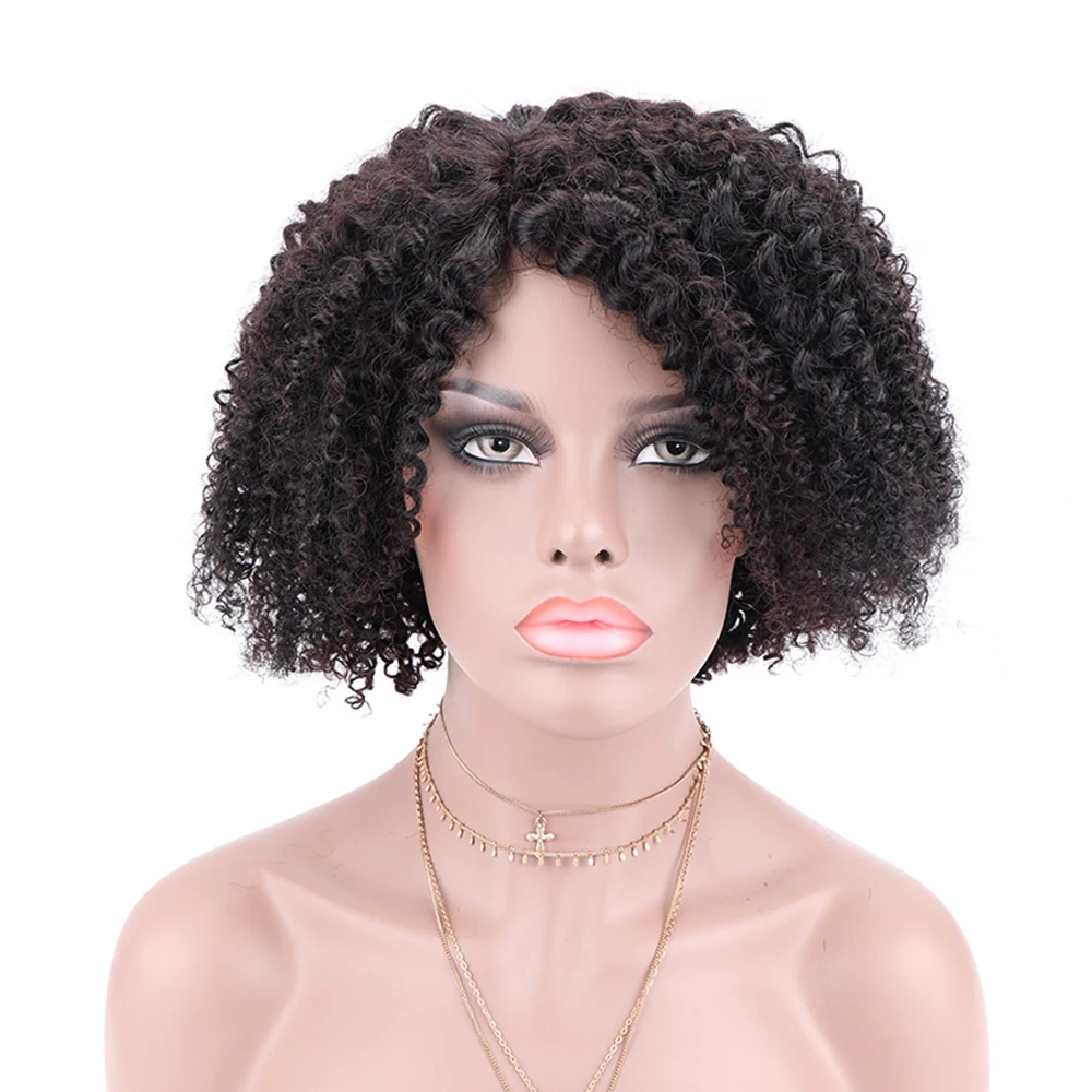 Short Afro Curly Bob Wig Transparent Lace Front Wig Glueless Jerry Curly Human Hair Wigs Pre Plucked Baby Hair for Daily Party