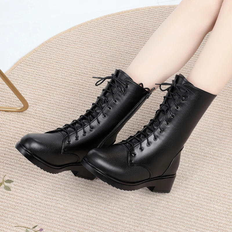 

AIYUQI D Boots Women Shoes Winter New Genuine Leather Boots Women Military Large Size 41 42 43 Casual Martin Boots Women