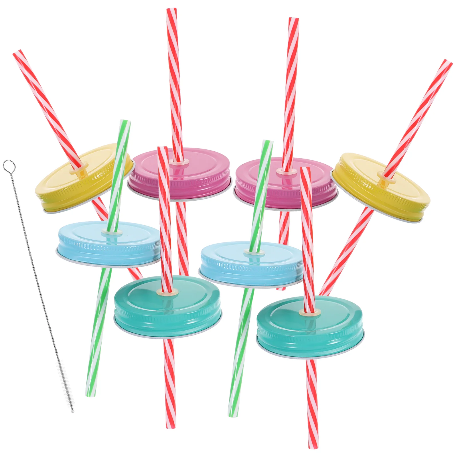 

Mason Jar Lids Straw Accessories Stainless Straws Vertical Stripes Wide Mouth Supplies Mini