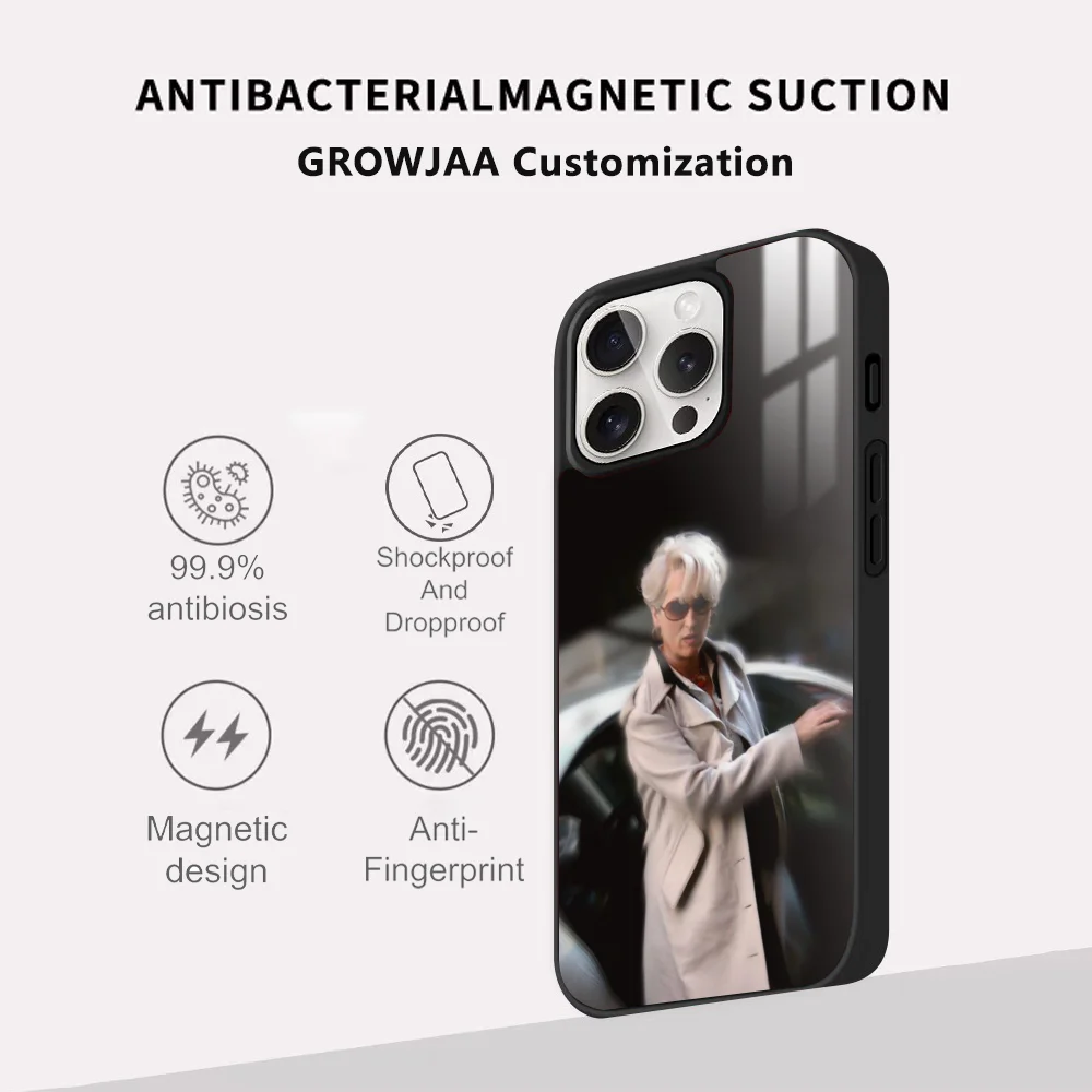 M-erY-l S-strE-Eep Famous Actor Phone Case For iPhone 16 15 14 13 12 11 Pro Max Plus Mini Magsafe Mirror Wireless Magnetic Cover