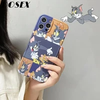 kawaii trendy cartoon funny cat iphone 13 11 12 pro max 7 8 plus x xr xs case co brand tom and jerry fashion cover boys girls