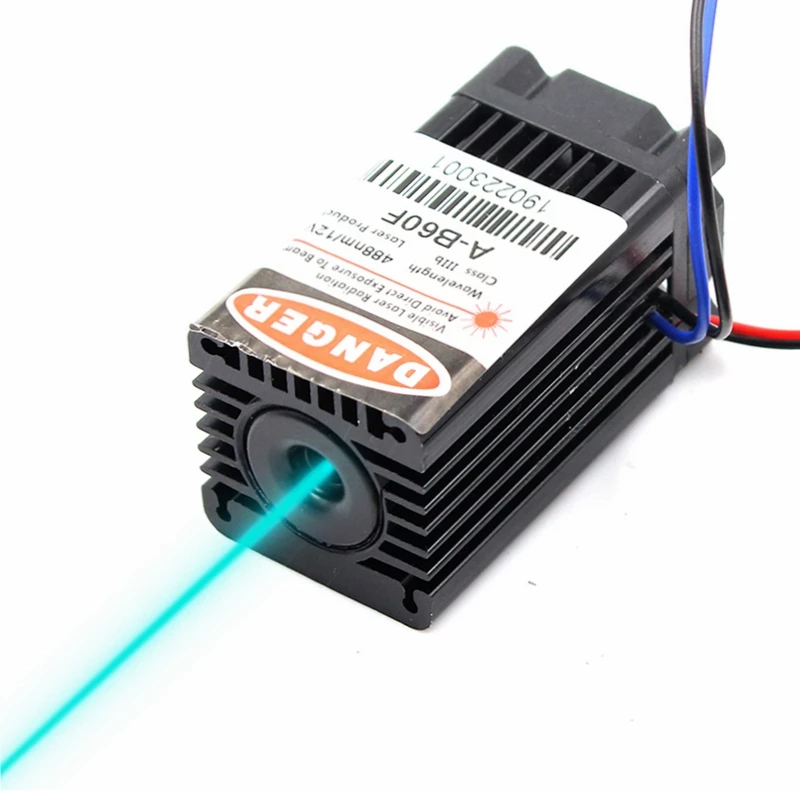 Non-Focusable 488nm 100mW Cyan Blue Laser Diode Module Focus Dot DC12V TTL