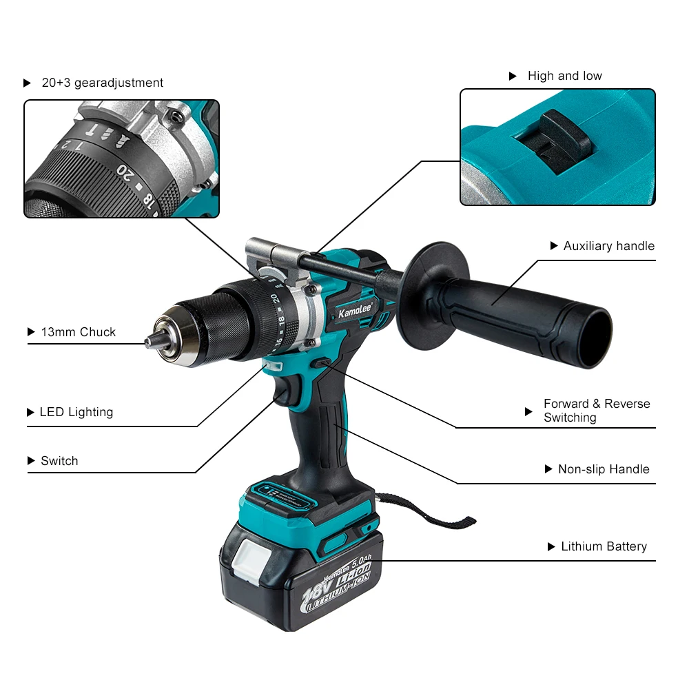 [Icebreaker]Kamolee 13 мм бесщеточная электрическая Ударная дрель для разбивания льда