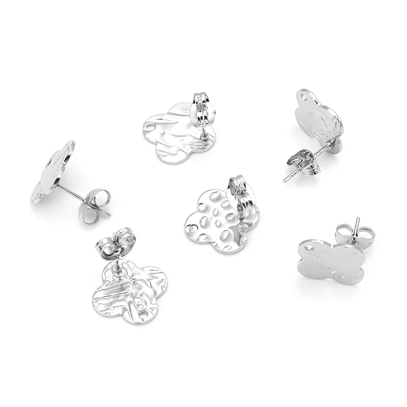 

10pcs 11*11mm11.5mm stainless steel plum-shaped ear studs earplug ear studs for DIY jewelry handmade