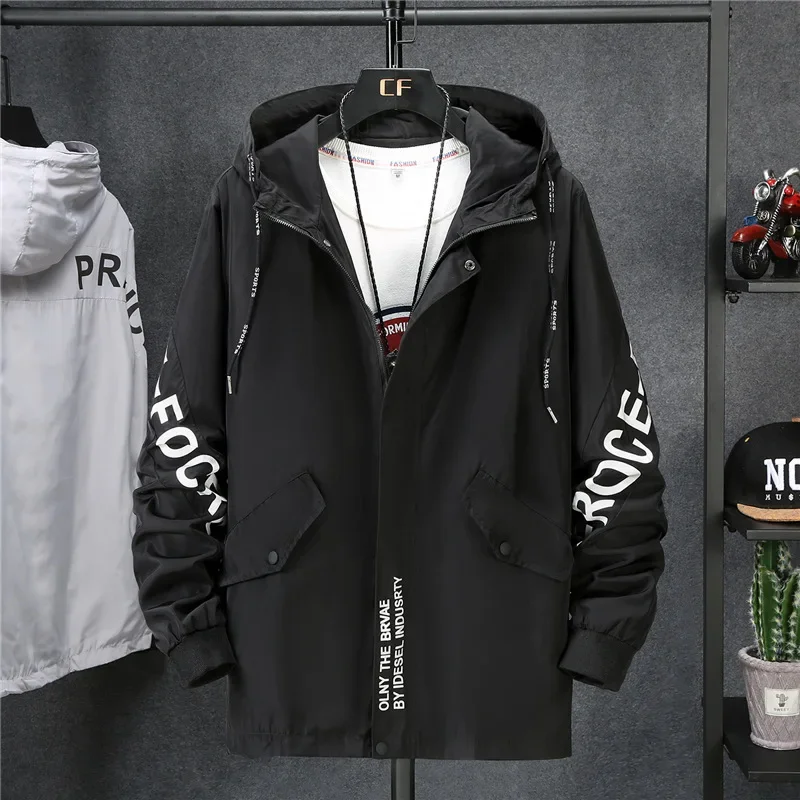 Куртка мужская демисезонная с капюшоном и надписью большие размеры