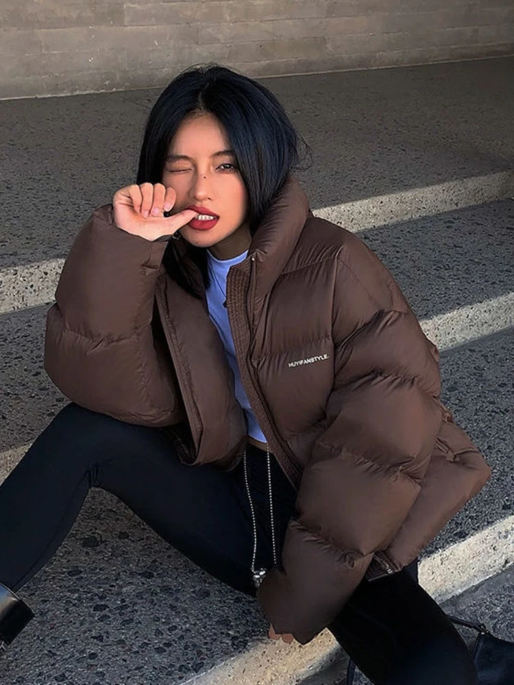 Autumn Winter Fashion Stand Collar Zipper Parka Short Coats Women 2022 Fashion Warm Cotton Warm Casual Outwear Streetwear