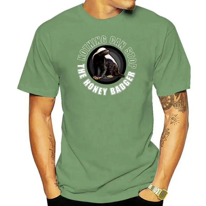 

Мужская хлопковая футболка с коротким рукавом и принтом «ничто не может остановить меда»