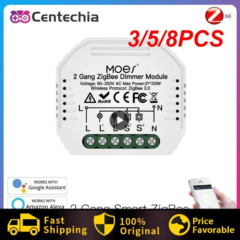 

3/5/8PCS Ac 90-250v Dimmable Diy Tuya Switches Voice Control Zigbee Switch Mini Smart Dimmer Module Switches