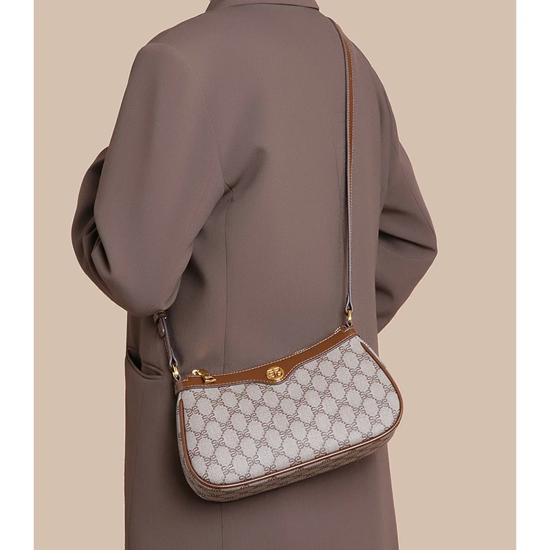 Высококачественная женская сумка из ПВХ с роскошным принтом в форме полумесяца