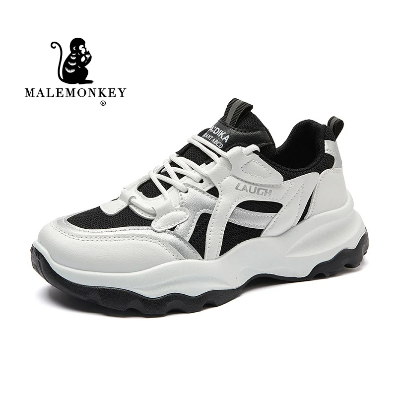 

Casual Women Sneakers Thick Sole Lace Up Non slip Ladies Shoes Spring Outdoor Comfortable Running Sport Shoes 2022 White