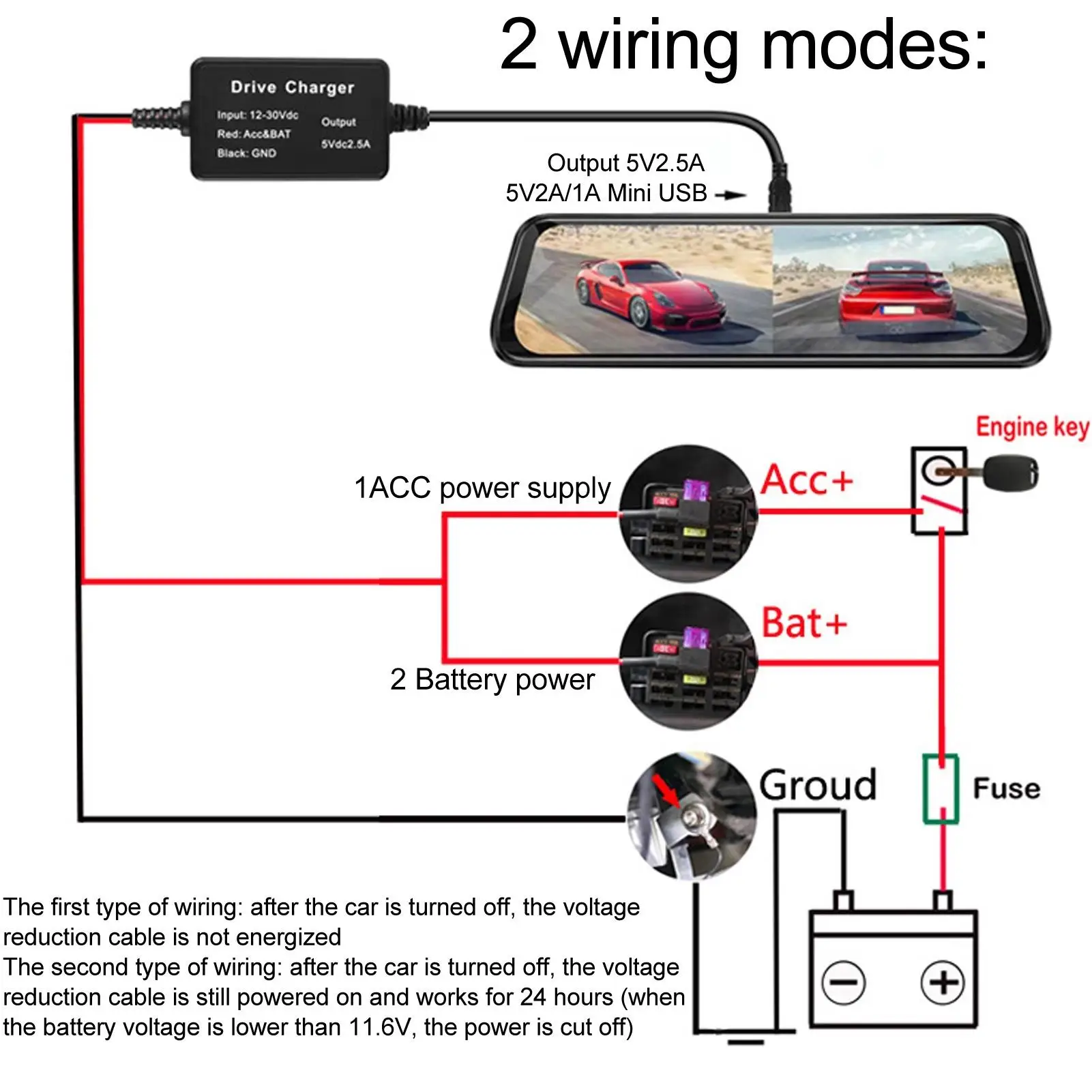 Комплект жесткого провода USB для видеорегистратора | Безопасный преобразователь