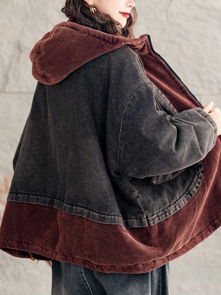 Max LuLu 2024 зимние парки женские модные вельветовые джинсовые стеганые куртки