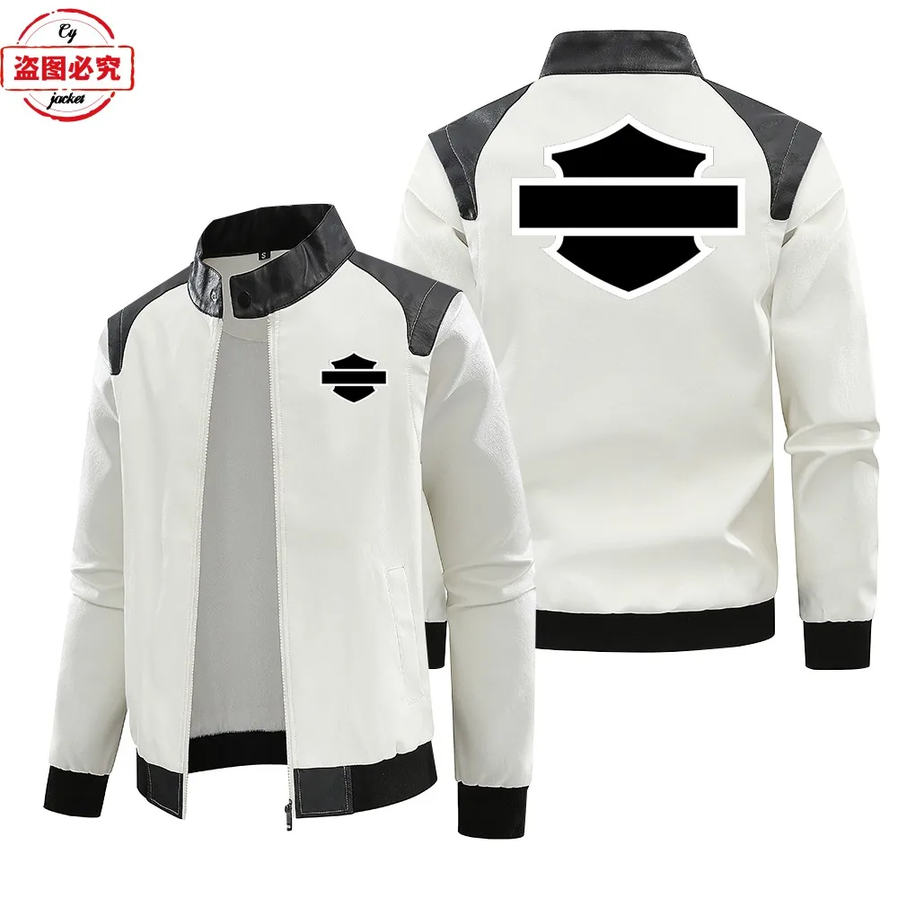 Кожаная куртка с логотипом мотоцикла из искусственной кожи ветрозащитная