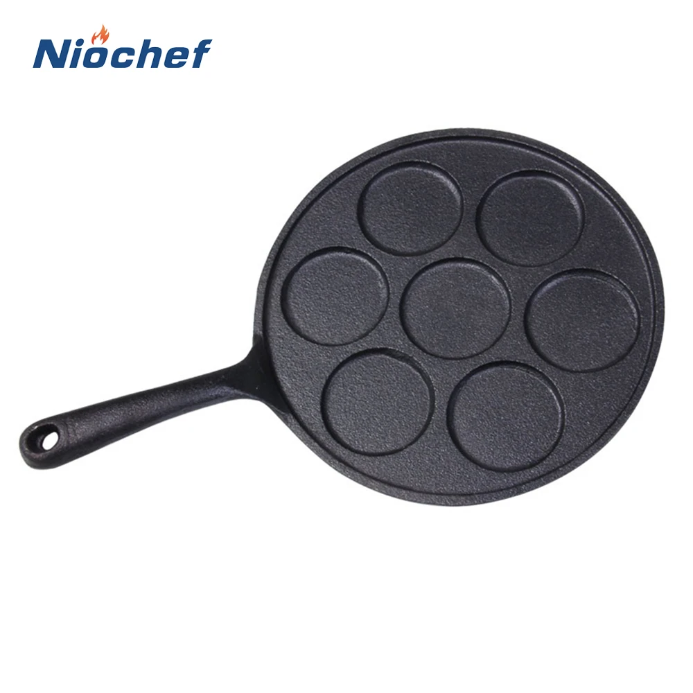 

7 Hole Cast Iron Frying Pan Thickened Omelet Pan Non-Stick Egg Pancake Steak Skillet Cooking Ham Pot Breakfast Maker Cookware
