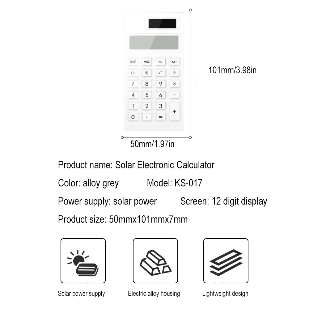 12 Digits Large Display Desktop Calculator Solar And Battery Dual Power Crystal Button Calculator Large Screen Ultra Thin images - 6