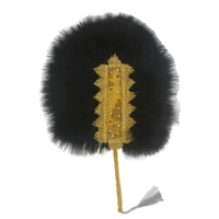 large size marabou white feather bouquet african bridal hand fan round hand fan