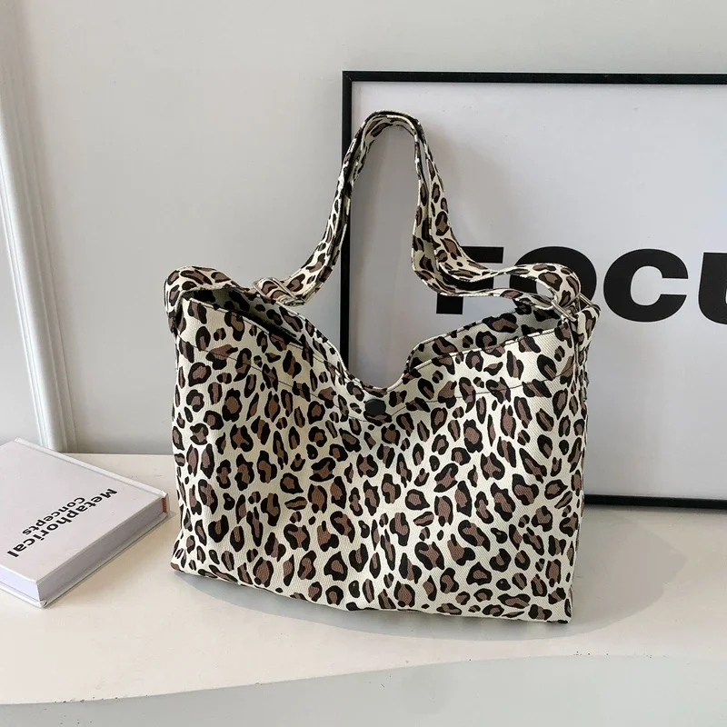 Высококачественная женская сумка с леопардовым узором парусиновая модная через