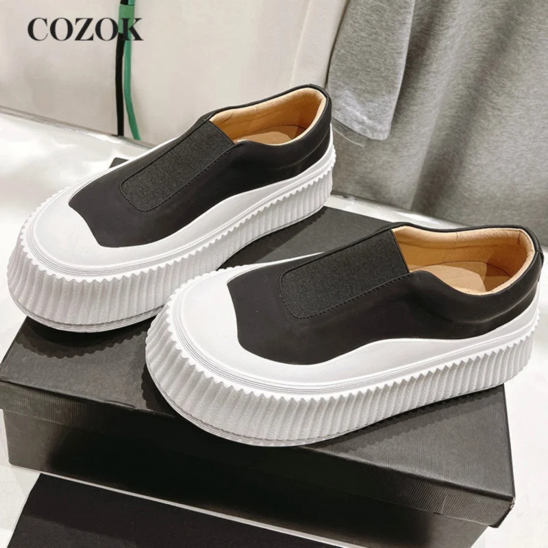 

Удобные женские маленькие белые туфли из воловьей кожи, эластичная ткань, смешанные цвета, универсальная спортивная обувь для отдыха, весна-осень