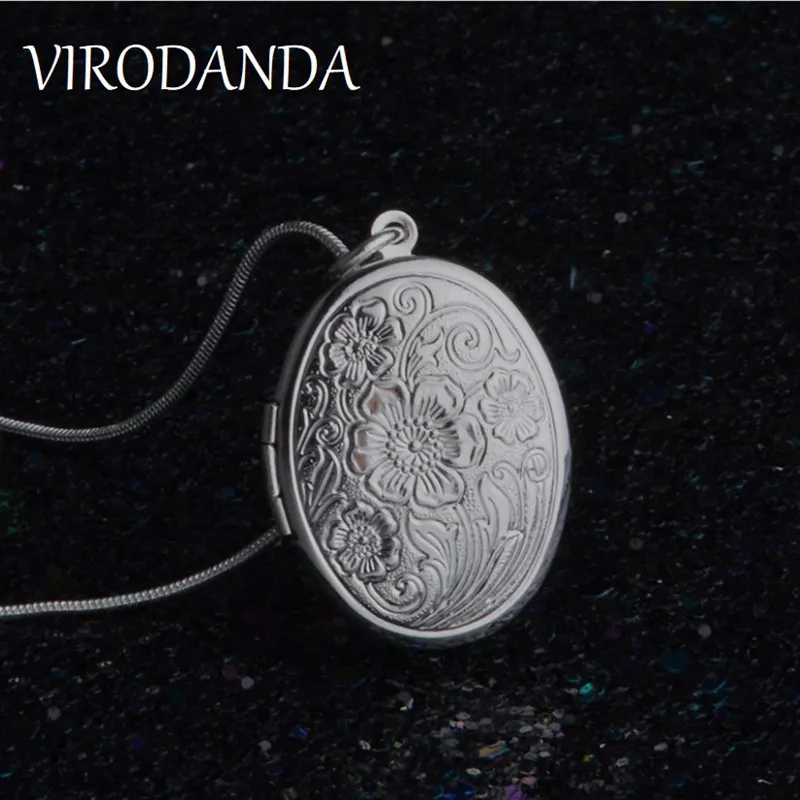

Fashion Jewelry 925 Sterling Silver Necklace Egg-Shaped Photo Frame Pendant Necklace Men & Women Charm Jewelry Gifts