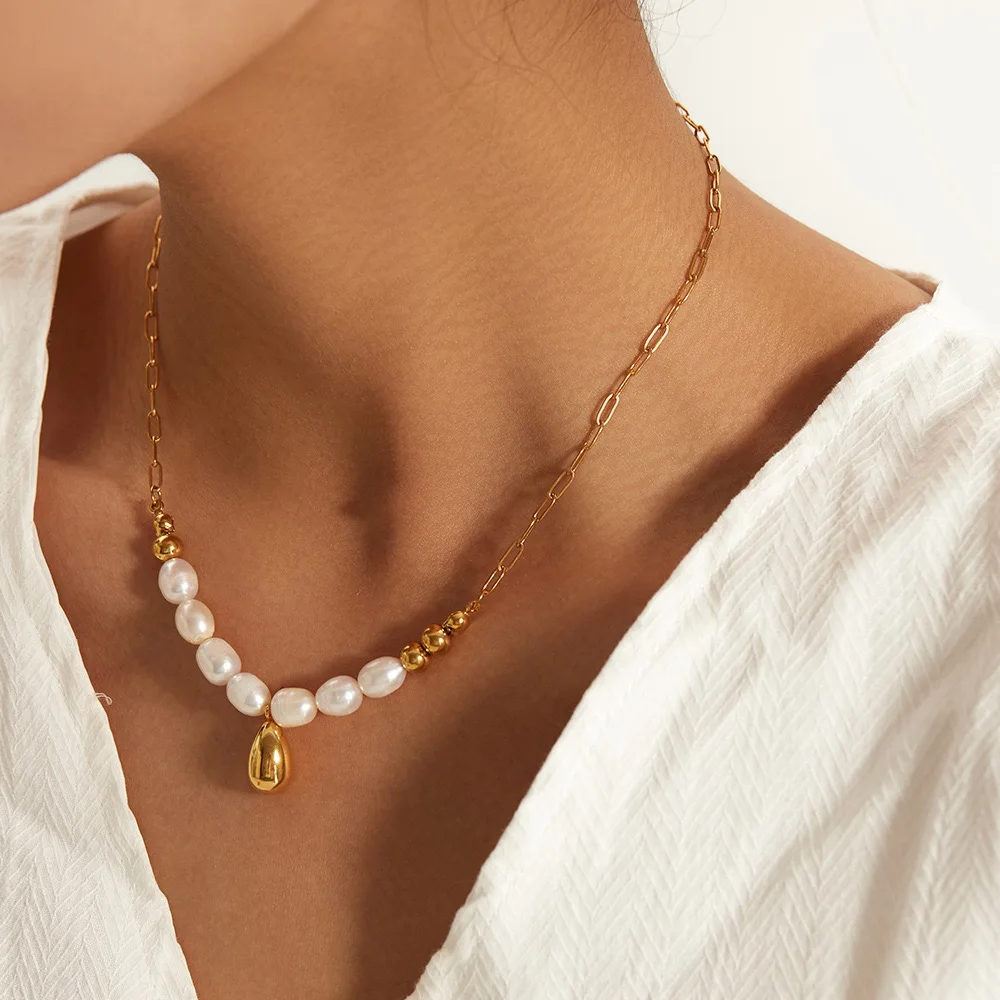 

French Baroque Fresh Water Pearl Necklace for Women Jewelry Gifts 2023 Trending