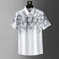floral print shirts for men summer long sleeve casual slim shirt business social party dress tops streetwear camisas para hombre