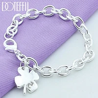 doteffil 925 sterling silver clover leaves lucky number 5 bracelet 20cm chain women wedding engagement party jewelry