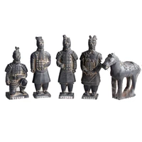 pottery clay material artificial emperor qins terracotta warriors of 5 piece sets pottery clay handicrafts ornaments