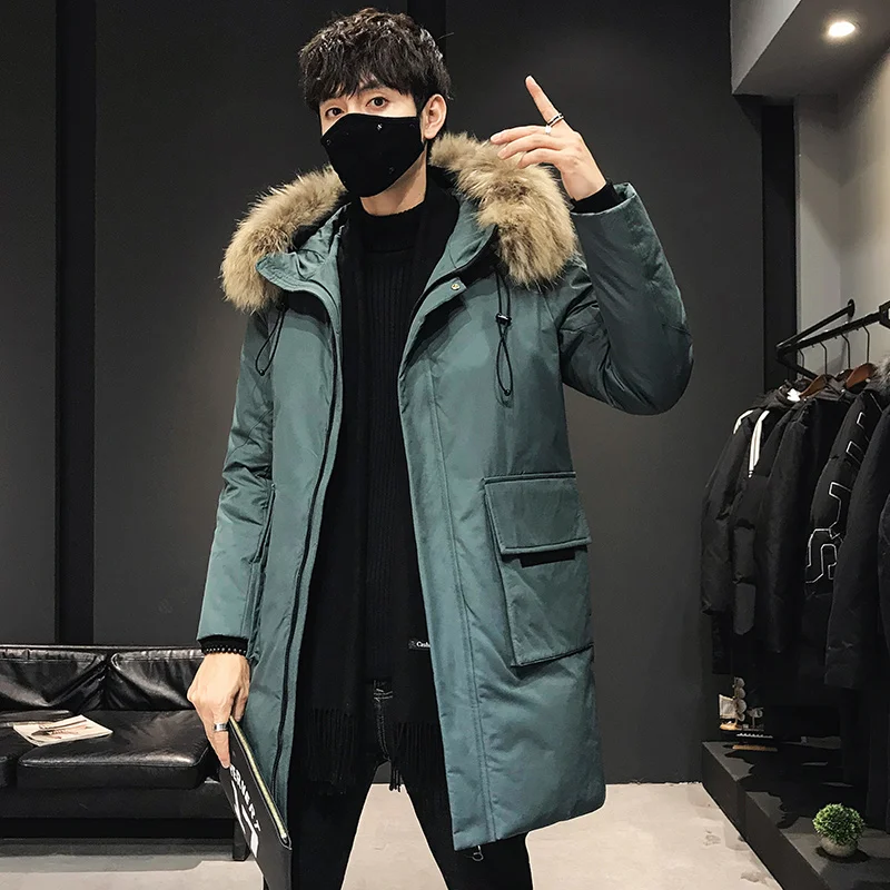 

Sevenmoon Winter Down Jacket Men Long Down Coat Thicken Coat Hoodies Casual White Duck Jacket Windproof Jacket