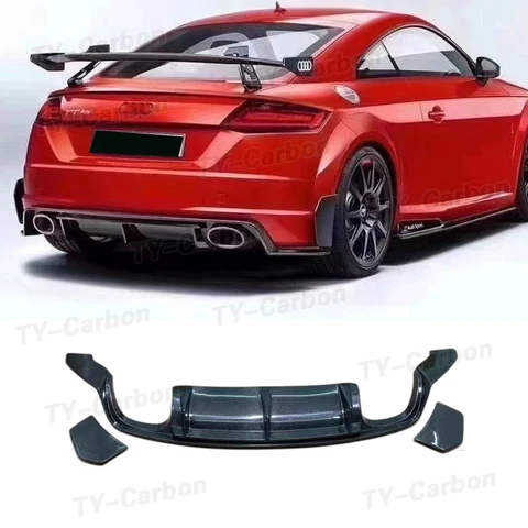 Стандартный задний диффузор TTRS для Audi TT MK3, диффузор заднего бампера из натурального углеродного волокна, разветвитель губ, спойлер 2015-2019