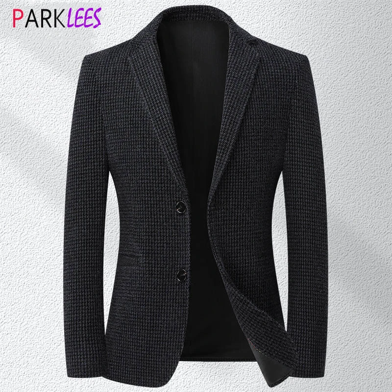 

Мужская классическая клетчатая стрейчевая куртка с узором «гусиные лапки», новинка 2023, приталенный пиджак с отворотами, мужской деловой Повседневный Блейзер Hombre