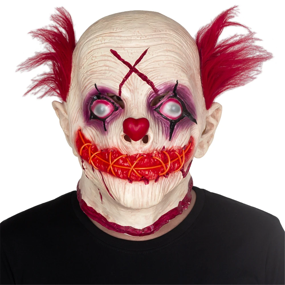 

Halloween LED Clown Mask For Aldults Kid Scary Purge Masks For Cosplay Costume Party Clown Latex Headgear