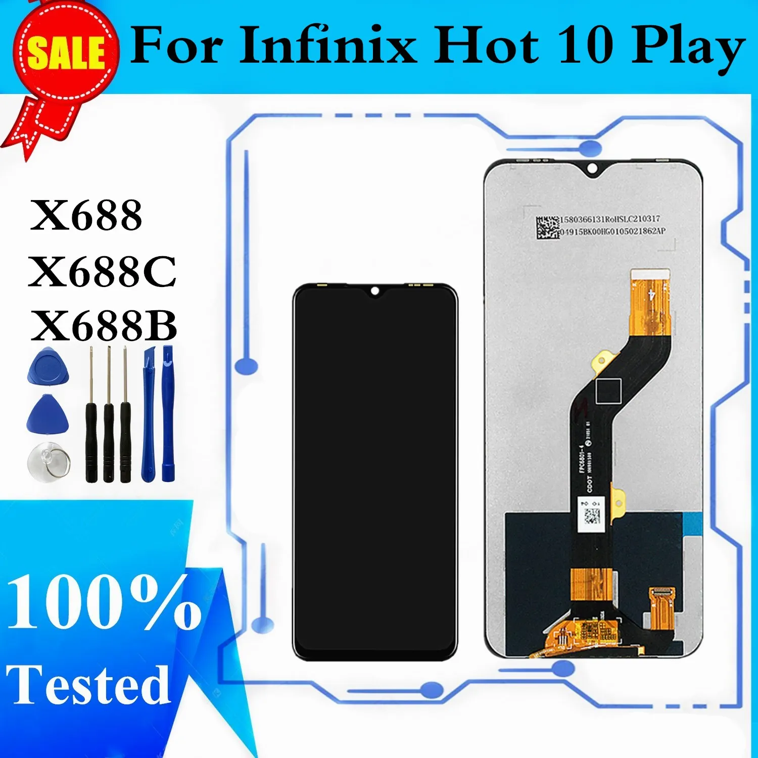 

LCD For Infinix Hot 10 Play X688 LCD Display Touch Screen Digitizer Assembly X688C X688B LCD Repair Replacement Parts