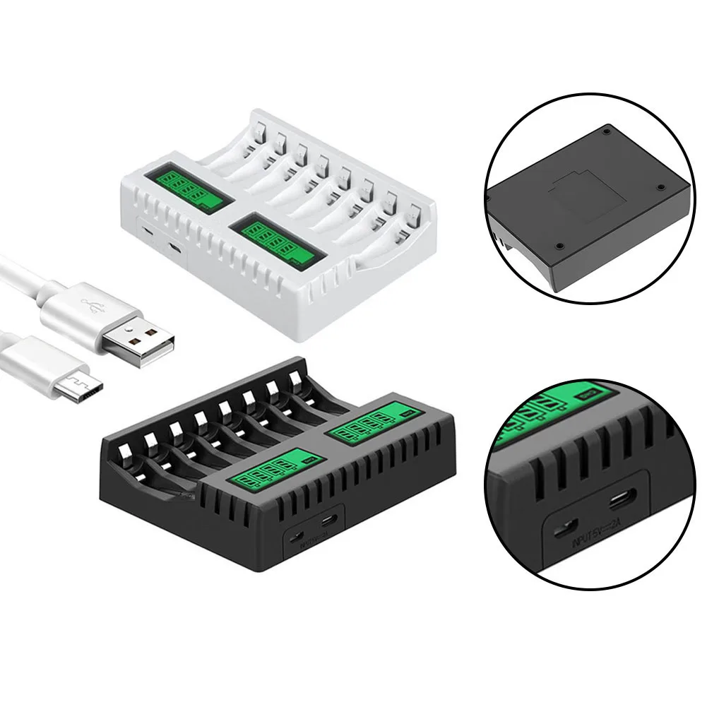 Зарядное устройство с ЖК-дисплеем 8 слотов для NiMNiCd аккумуляторов AAA/AA безопасная