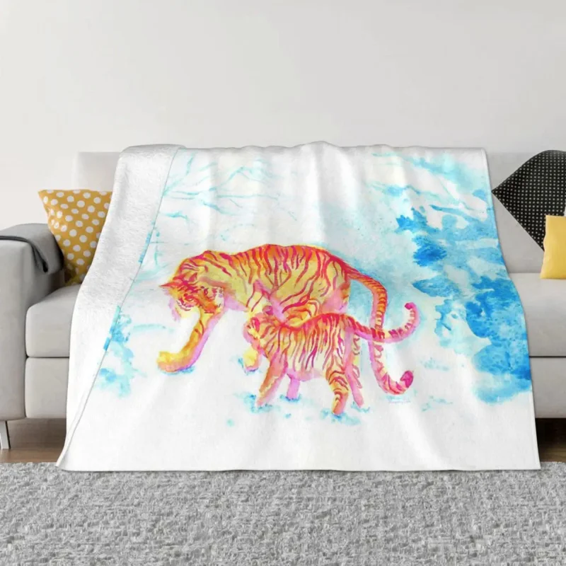 

Одеяло с изображением тигра короля леса и животных, Фланелевое украшение, детское Новогоднее переносное домашнее покрывало
