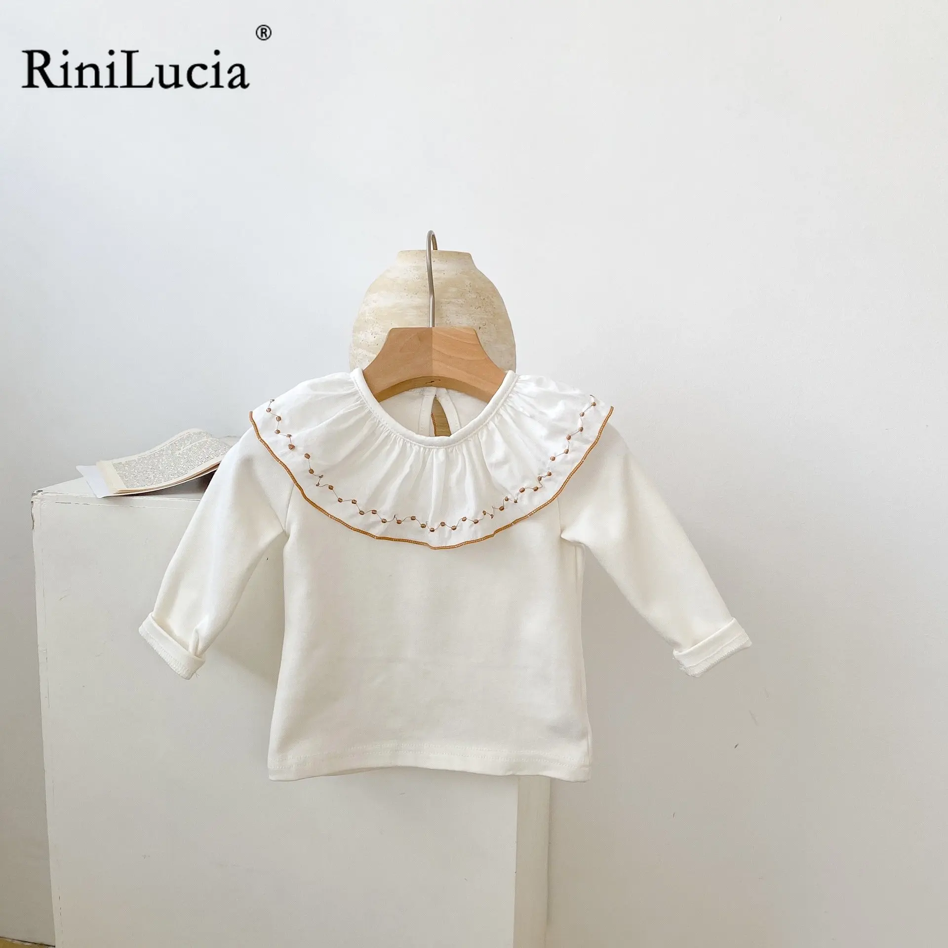 RiniLucia Toddler Girls Shirt Long Sleeve Newborn Baby Ruffle Pullovers for Girls Clothes Infant Baby Tops Children Outwear