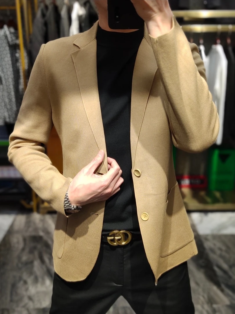 880 ранняя весна новый мужской трикотажный костюм High Sense в европейском стиле