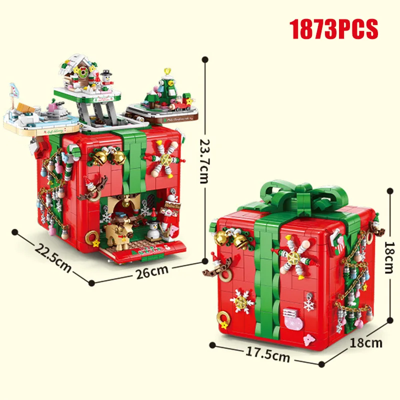 Креативный механизм с Рождеством коробка Санта-Клауса строительные блоки