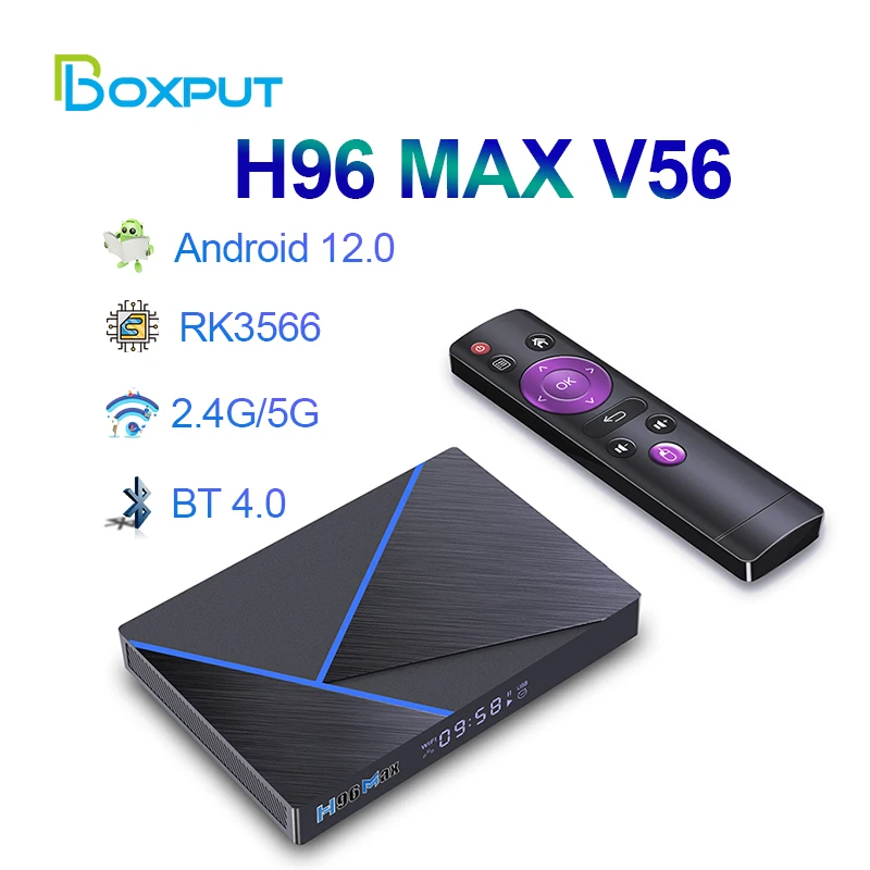 

H96 MAX V56 Smart TV Box Android 12 8GB 64GB RK3566 Support 8K USB3.0 Dual Wifi 1000M LAN Media Player H96MAX Set Top Box