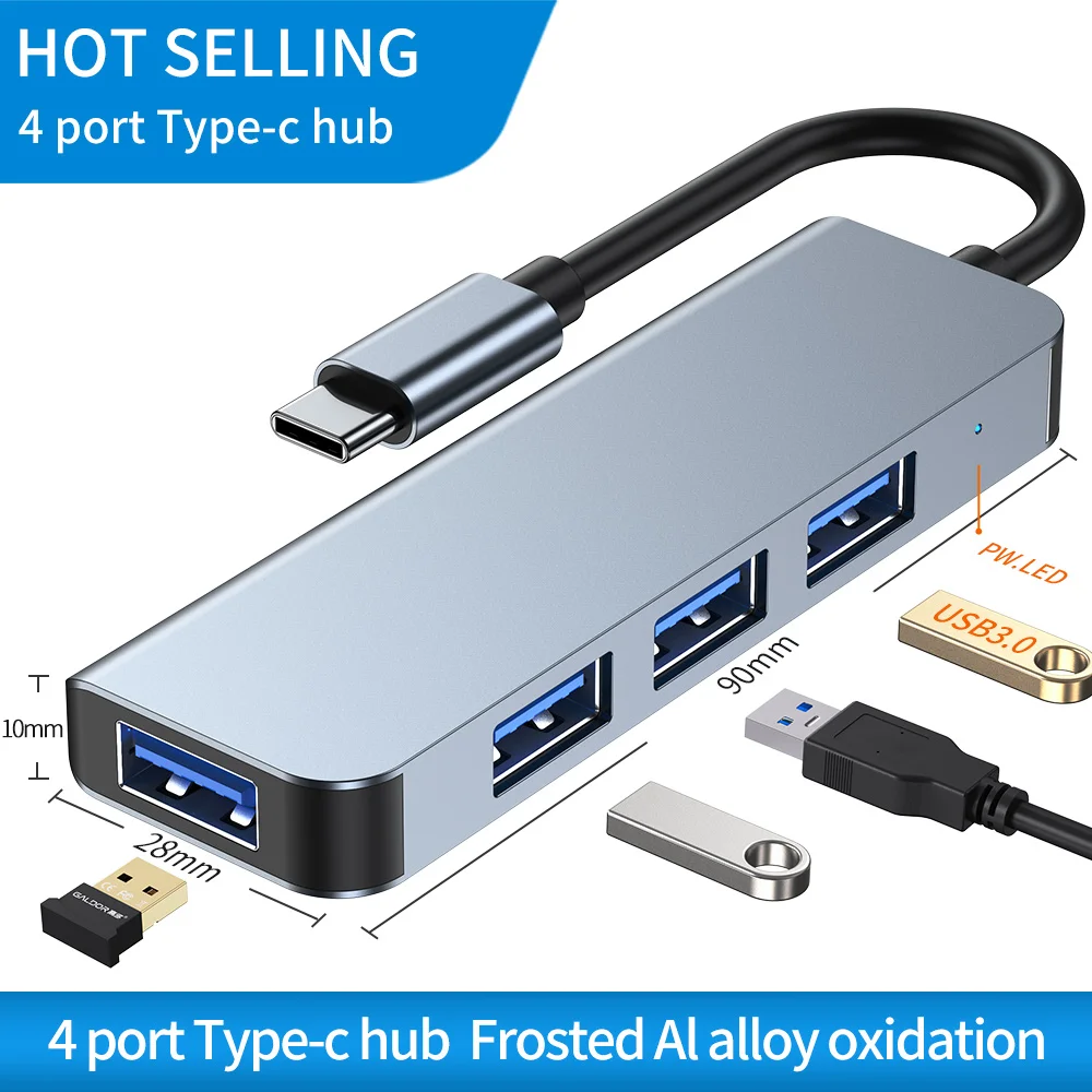 

USB C концентратор 4 порта Тип C мультиразветвитель адаптер с USB 3,0