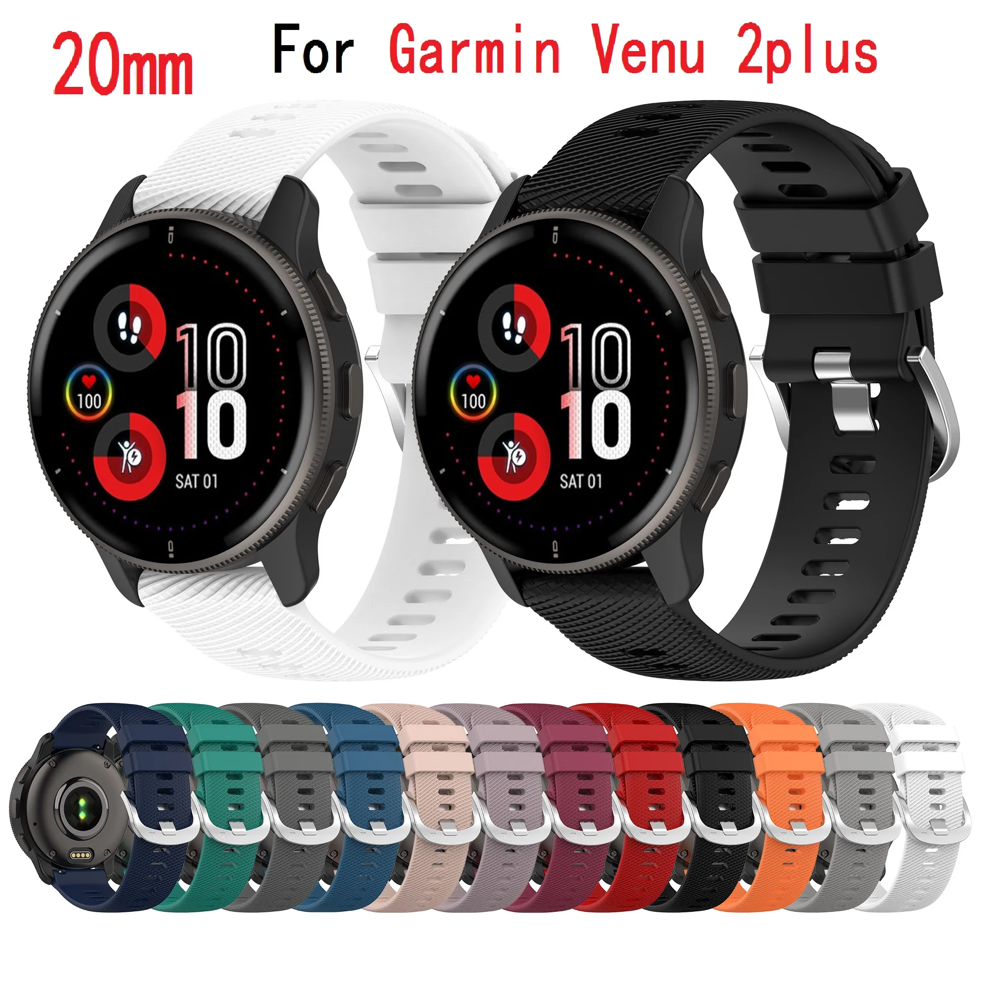 Ремешок силиконовый для Samsung galaxy watch 5/pro/4 /Active спортивный браслет Garmin CAME 2plus Huawei Xiaomi