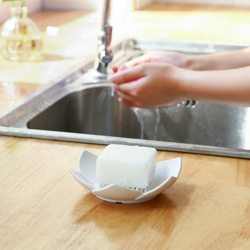 

Creative Petal Soap Dish Bathroom Silicone Drain Soap Tray Toilet Simple Drain Soap Rack Bathroom Storage Box