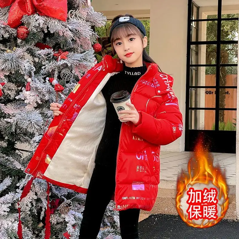 

Рождественская хлопковая куртка; Зимнее пальто для девочек; Модная детская верхняя одежда в Корейском стиле; Парка; От 6 до 14 лет пальто; Новинка 2023 года