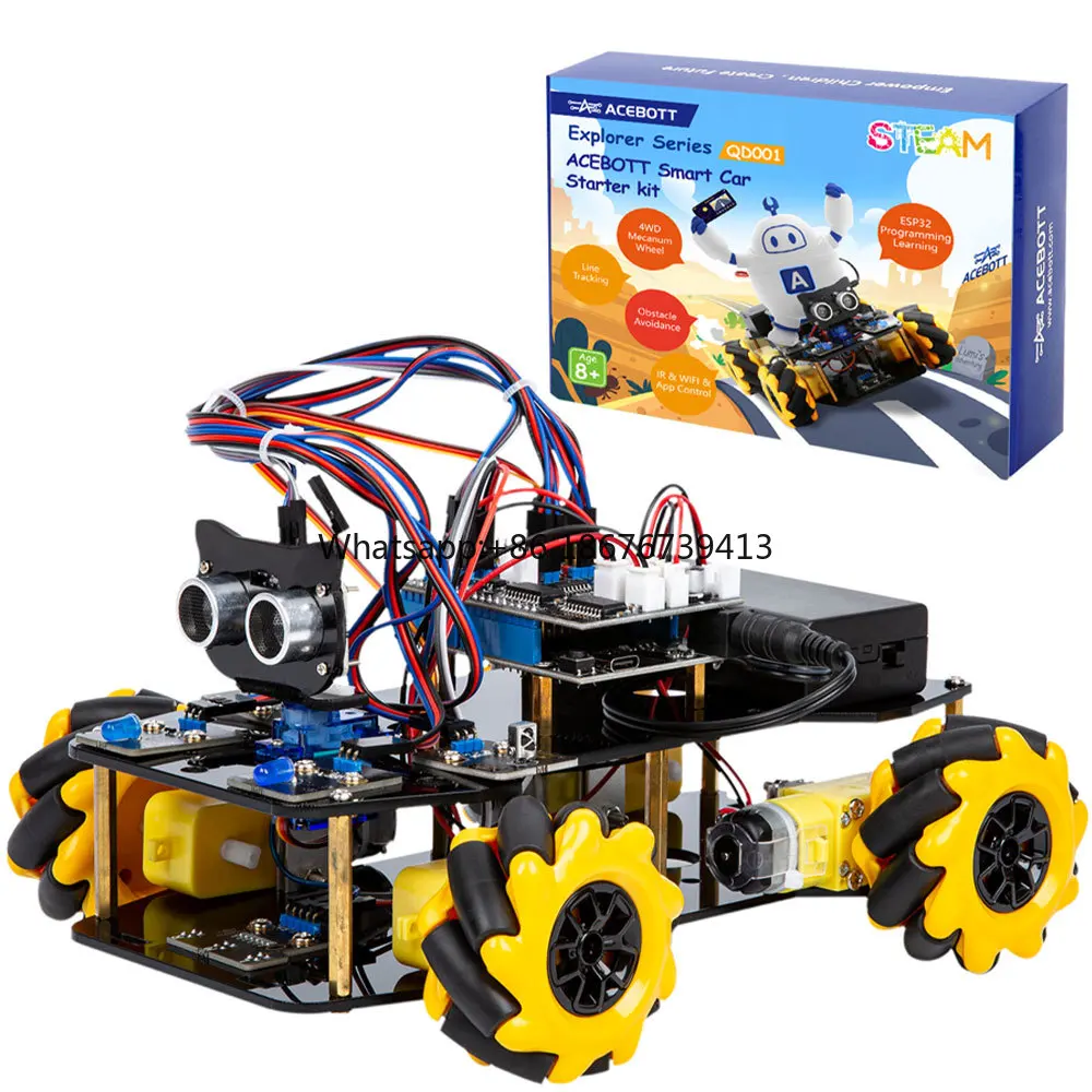 Фото Умный программируемый STEM-робот ACEBOTT ESP32, 4WD-автомобиль, образовательный стартовый набор для Arduino IDE №1