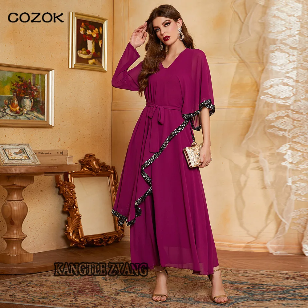 

Chiffon Kaftan Abaya Dubai Turkey Arabic Muslim Hijab Dress Islam Abayas African Dresses For Women Djellaba Robe Longue Femme