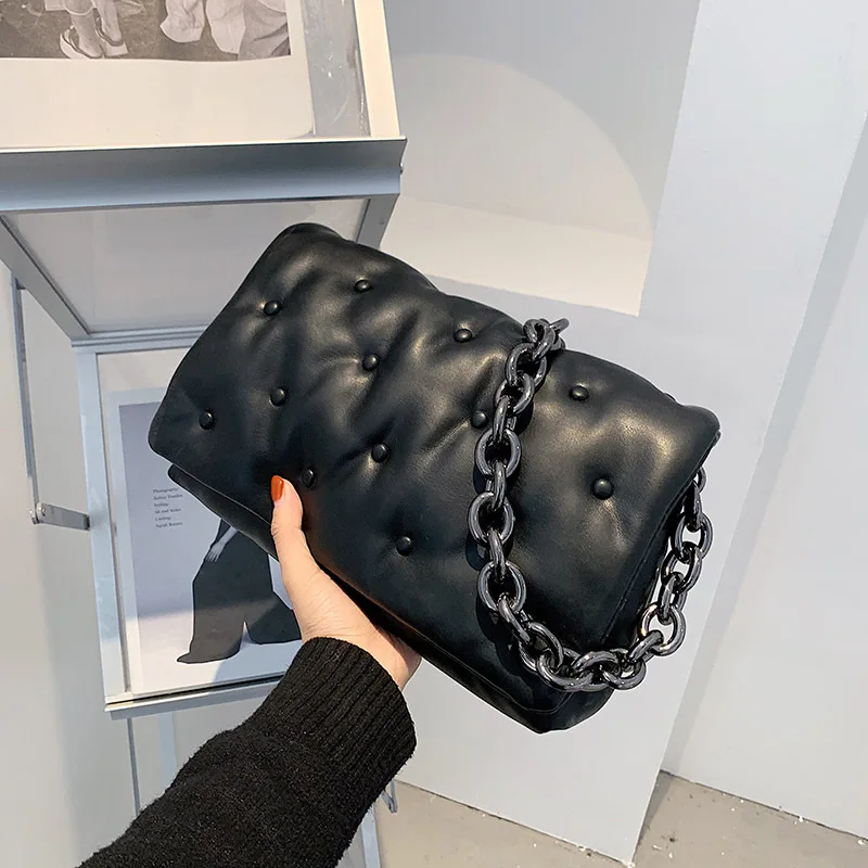 

Chain PU Leather Underarm Bag for Women 2021 Branded Trending Black Shoulder Handbags Purses Female Travel Hand Bags Sacs à main