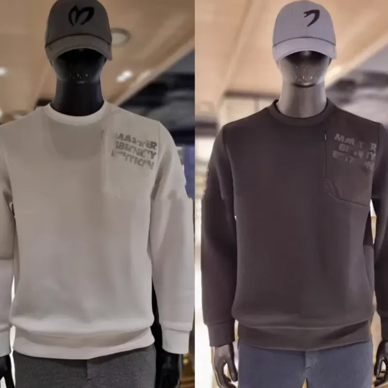 

2023 New Korean Double Ear High Badminton Elf Jersey Autumn Men's Logo Round Neck Elastic Long Sleeve T-shirt